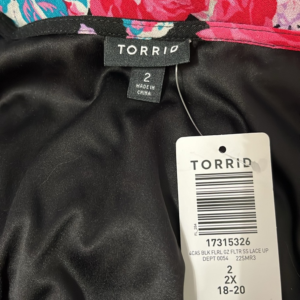 Torrid Floral Gauze Lace Up Skater Dress - Picture 13 of 15